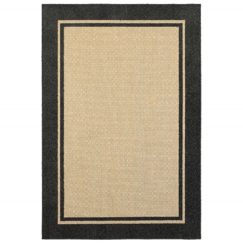 Carpet for sewing room-2' X 3' Stain Resistant Outdoor / Indoor Area Rug - Beige / Black