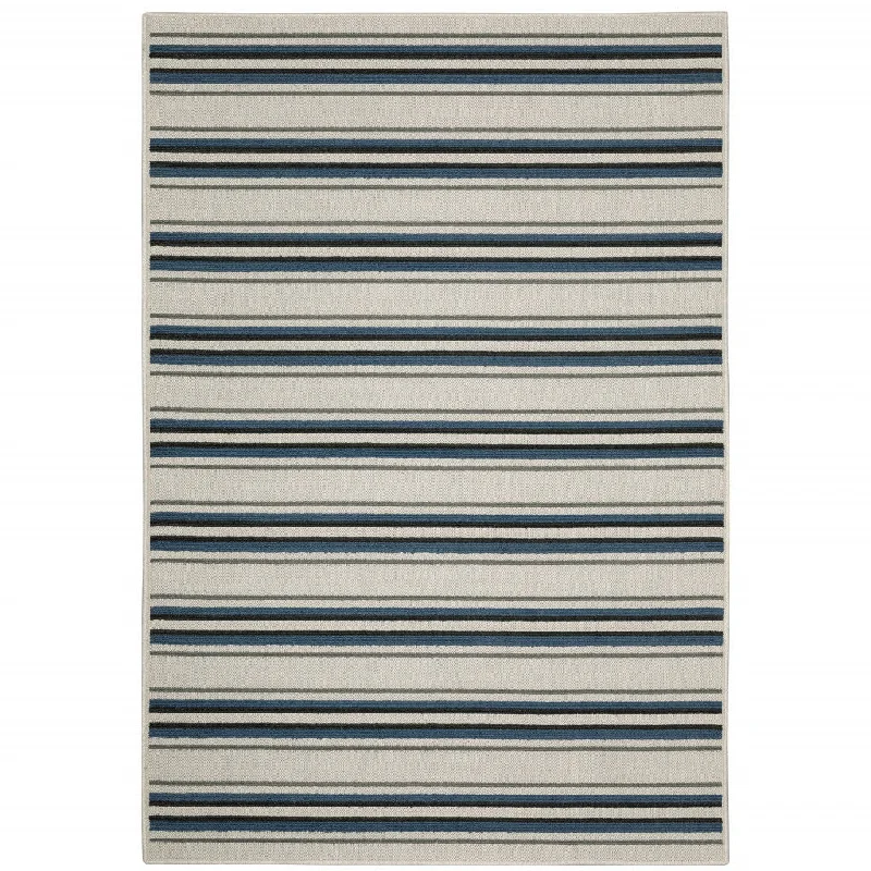 Carpet lightweight-2' X 4' Geometric Stain Resistant Indoor & Outdoor Area Rug - Blue / Beige