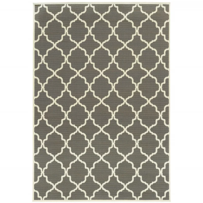 Carpet blue-2' X 4' Geometric Stain Resistant Indoor / Outdoor Area Rug - Charcoal