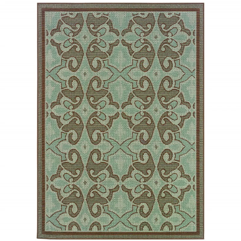 Carpet for chair rug-2' X 4' Oriental Stain Resistant Outdoor / Indoor Area Rug - Blue