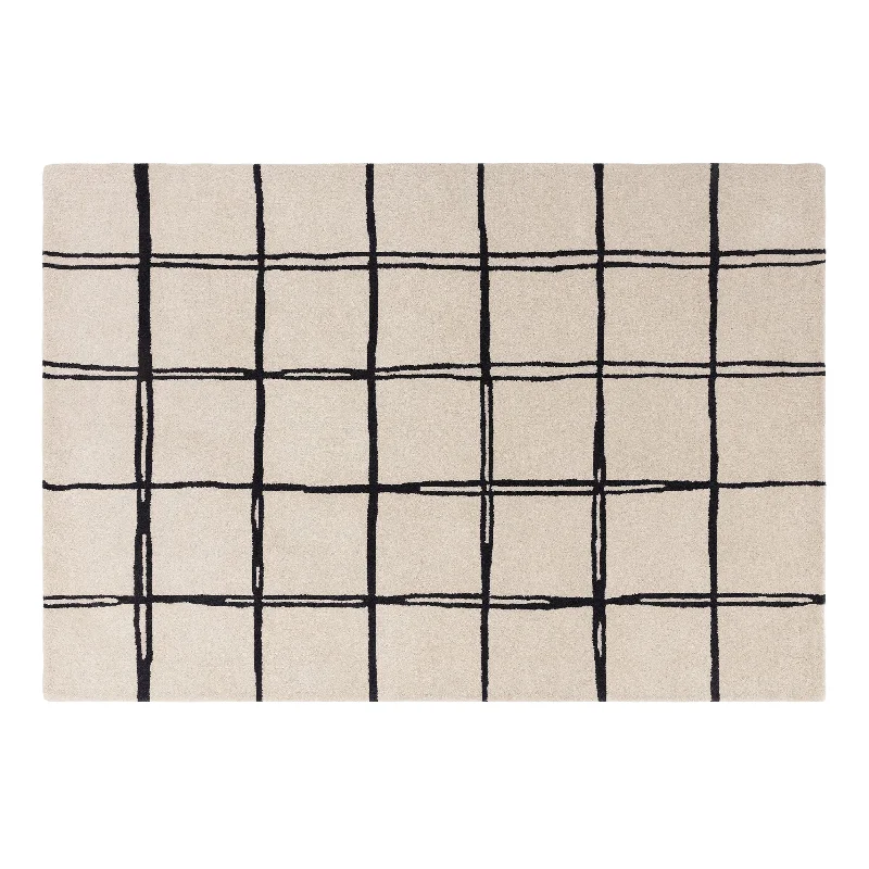 Carpet for cotton rug-Albany - Grid Rug Monochrome 120cm x 170cm