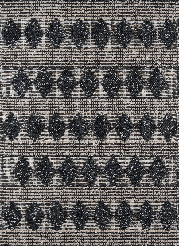 Carpet for armchair rug-Andes Contemporary Geometric Charcoal Hand Woven Wool Rug