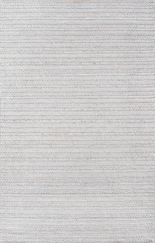 Carpet wool-Andes Contemporary Striped Light Grey Hand Woven Wool Rug