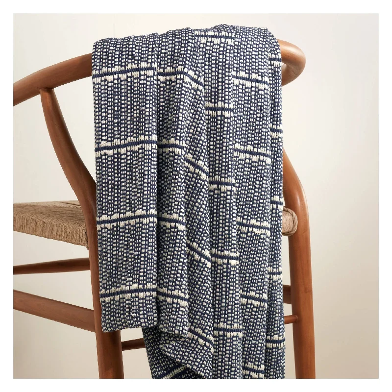 Carpet medium pile-Archer Navy Woven Cotton Throw