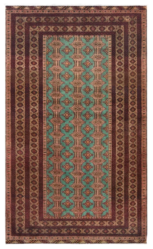 Carpet for bathroom runner-Baluch Vintage Green Wool Rug