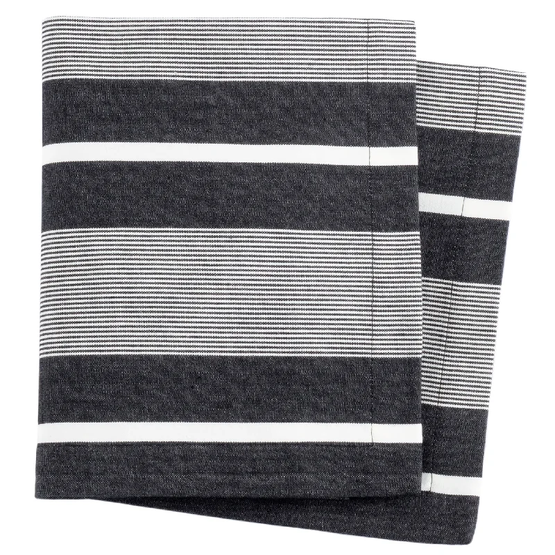 Carpet for outdoor dining rug-Berkeley Stripe Black Napkin Set of 4