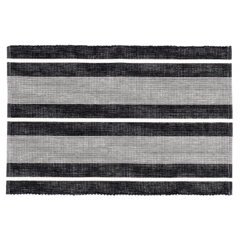 Carpet for outdoor seating-Berkeley Stripe Black Placemat Set of 4