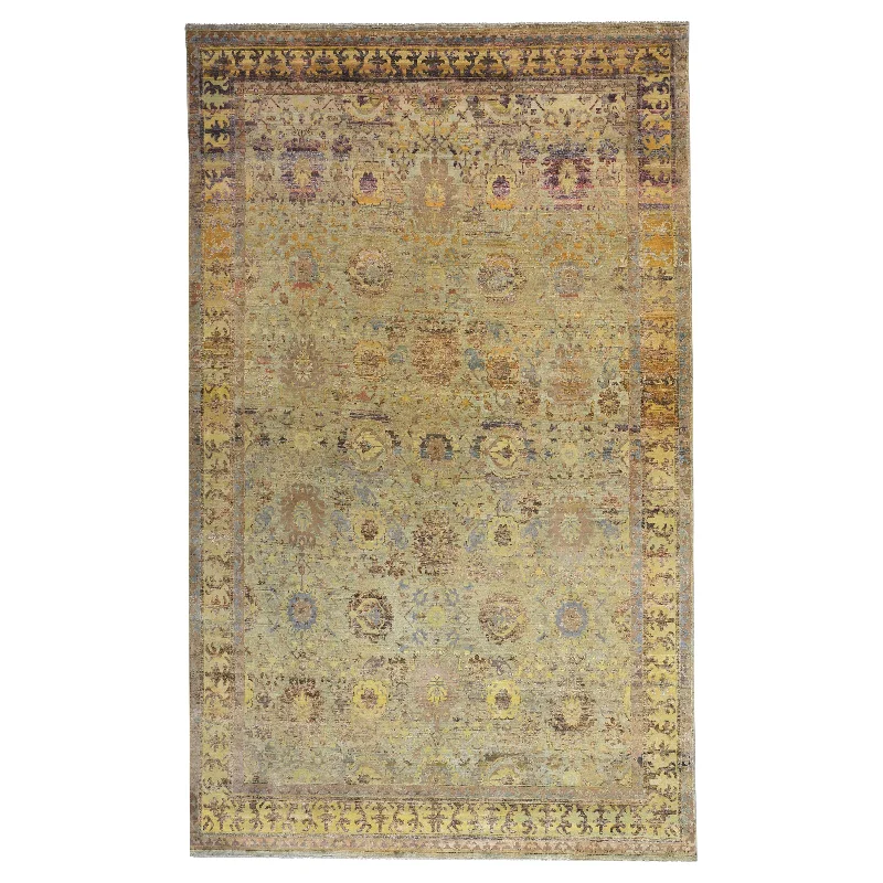 Carpet for heavy duty travel-Brown Alchemy Traditional Wool Silk Rug - 10' x 15'9"