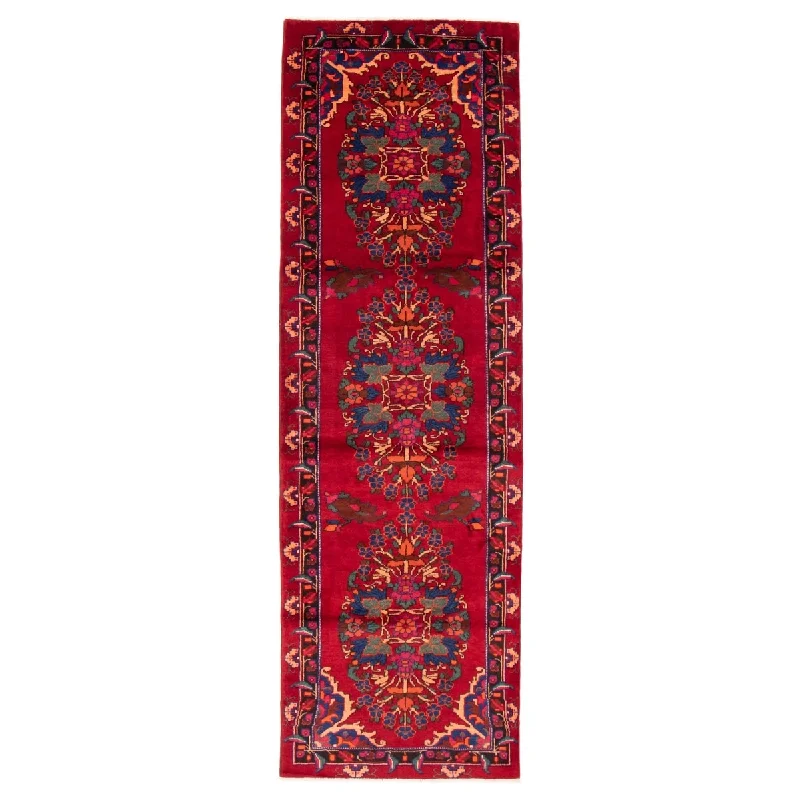 Carpet for kid rug-ECARPETGALLERY Hand-knotted Authentic Turkish Red Wool Rug - 3'11 x 12'10