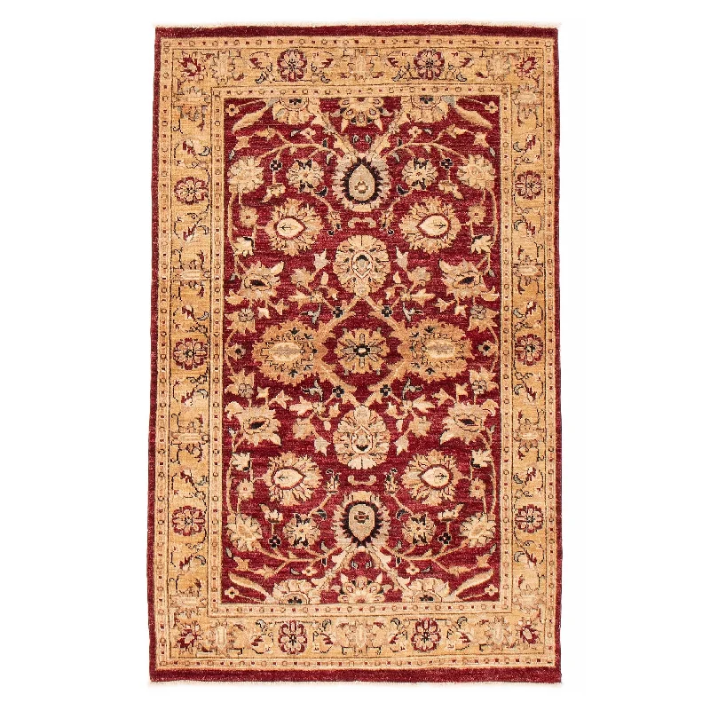 Carpet copper-ECARPETGALLERY Hand-knotted Chobi Finest Burgundy Wool Rug - 4'0 x 6'5