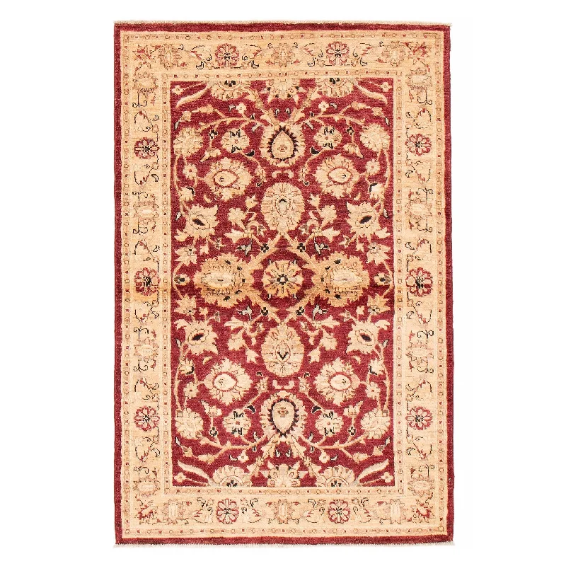 Carpet hemp-ECARPETGALLERY Hand-knotted Chobi Finest Red Wool Rug - 4'0 x 6'2