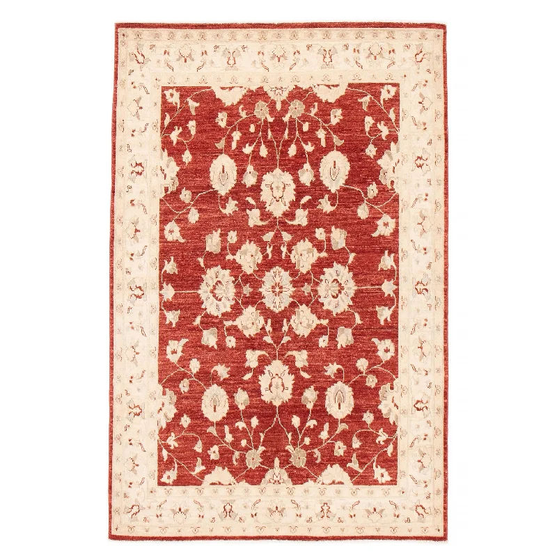 Carpet for plush rug-ECARPETGALLERY Hand-knotted Chobi Finest Red Wool Rug - 4'9 x 7'2