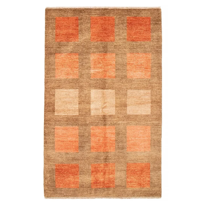 Carpet durable-ECARPETGALLERY Hand-knotted Finest Ziegler Brown Wool Rug - 5'0 x 7'11