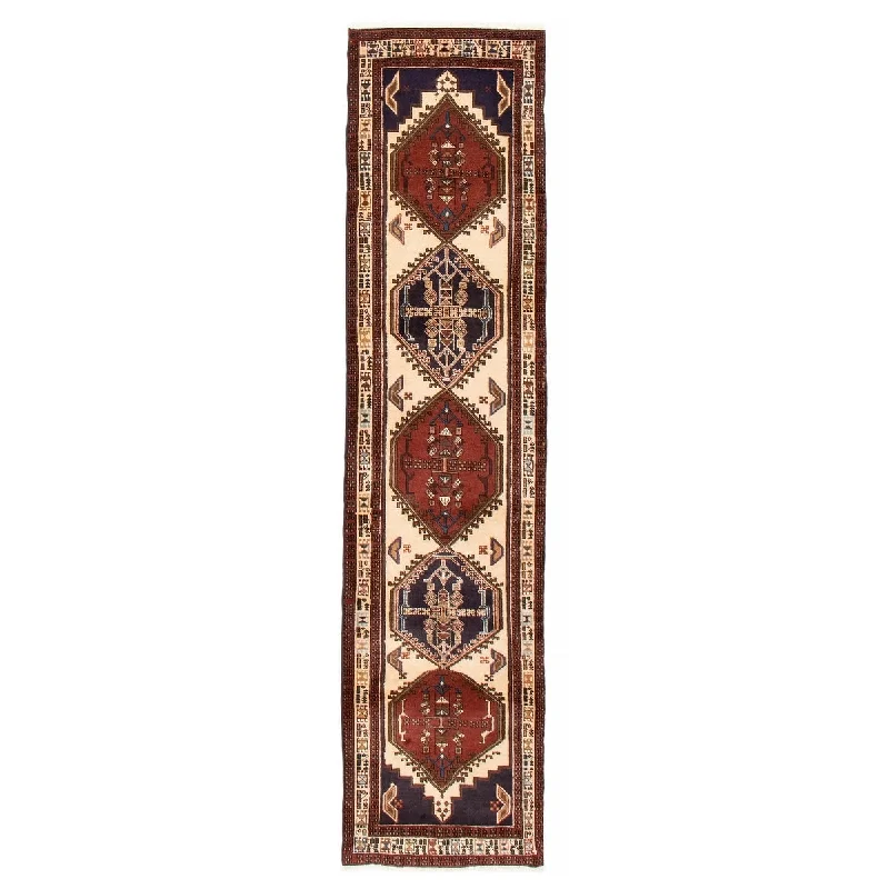 Carpet for tapestry-ECARPETGALLERY Hand-knotted Konya Anatolian Cream Wool Rug - 2'4 x 9'4