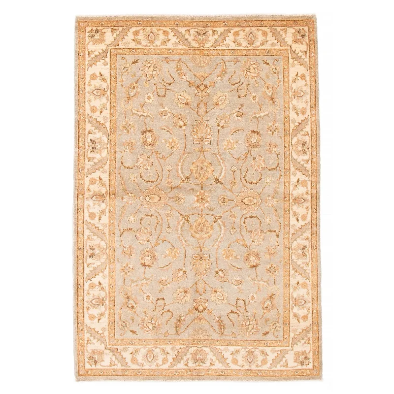 Carpet for entryway runner-ECARPETGALLERY Hand-knotted Oushak Light Grey Wool Rug - 6'0 x 9'2