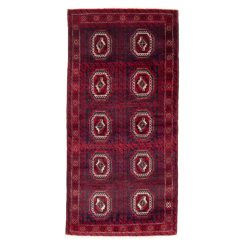 Carpet for porch swing-ECARPETGALLERY Hand-knotted Royal Baluch Red Wool Rug - 3'3 x 6'4