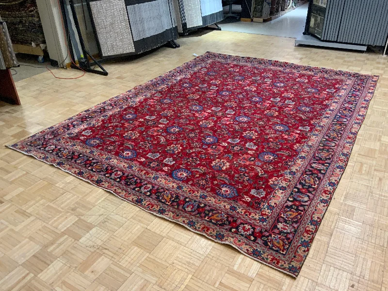 Carpet for bathroom rug-VINTAGE 9ft. x 13ft. TRANSITIONAL BIDJAR