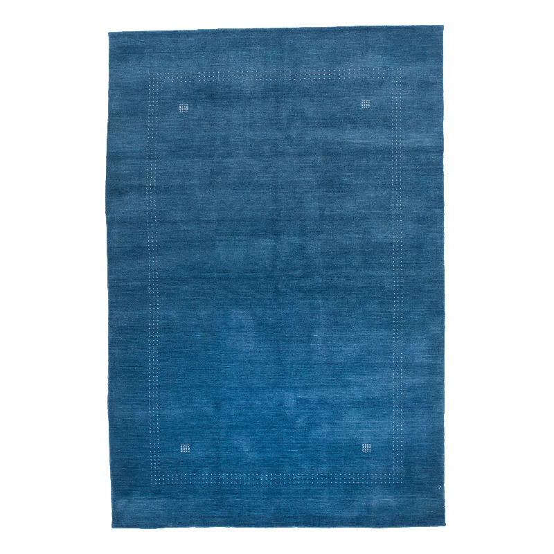 Carpet cheap-Blue Solid Indo Gabbeh Rug - 6'3" x 9'4"