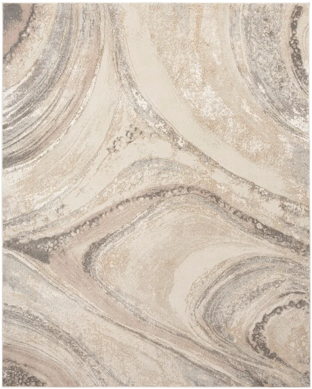 Carpet floral-Inspire Me! Home Décor Brushstrokes BSK03 Cream Grey Area Rug