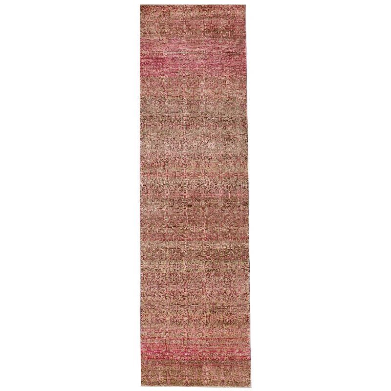 Carpet for hallway runner-Pink Alchemy Contemporary Wool Silk Blend Runner - 3' x 12'2"