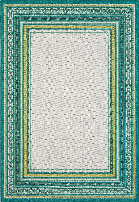 Carpet for poolside-Chain Border Dark Teal