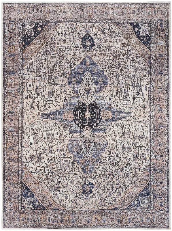 Carpet for gym-Nourison Grand Washables GRW05 Ivory Blue Area Rug