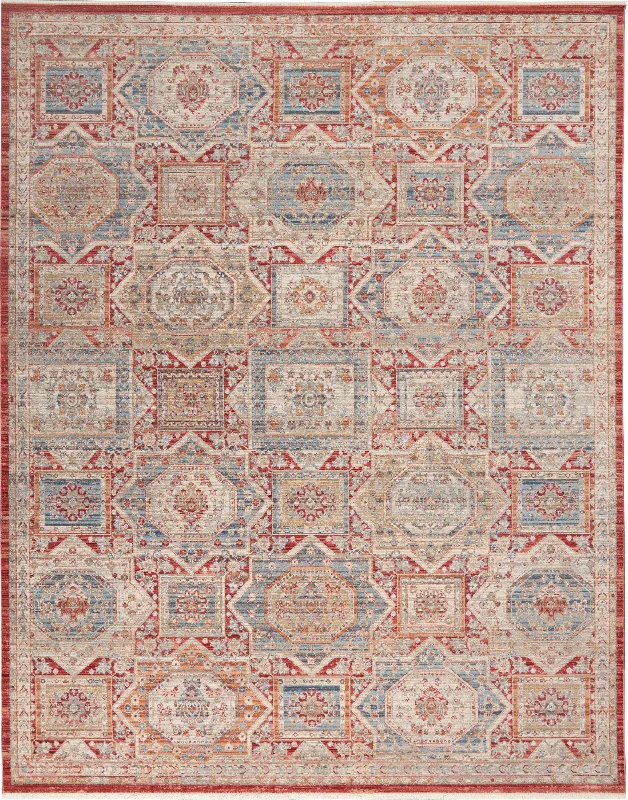 Carpet lightweight-Nourison Homestead HMS02 Blue/Brick Area Rug