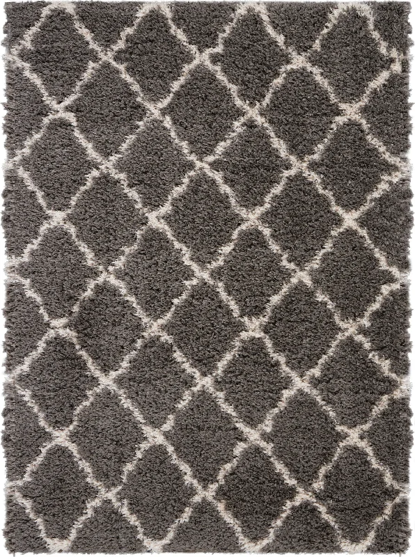 Carpet for bedroom runner-Nourison Luxe Shag LXS02 Charcoal/Beige Area Rug