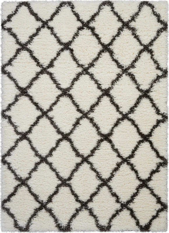 Carpet for pet area-Nourison Luxe Shag LXS02 Ivory/Charcoal Area Rug