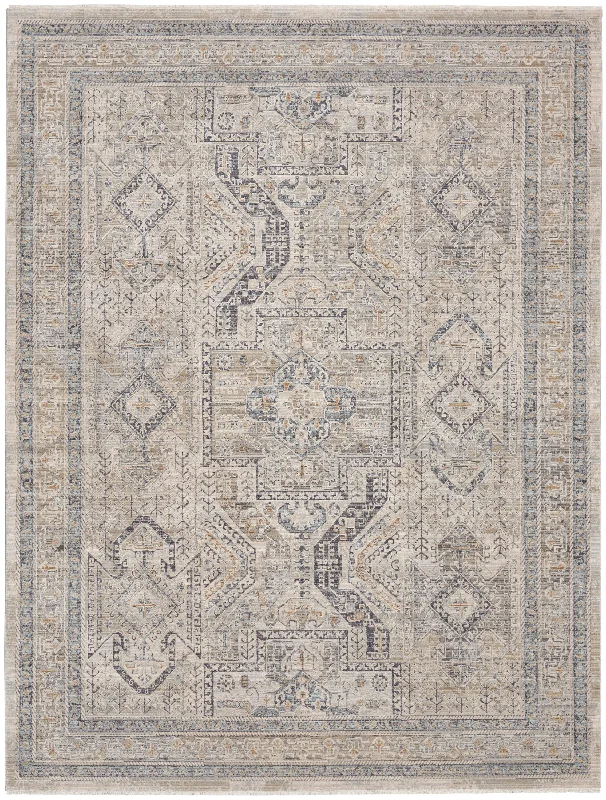 Carpet for gaming setup-Nourison Lynx LNX01 Ivory/Grey/Blue Area Rug