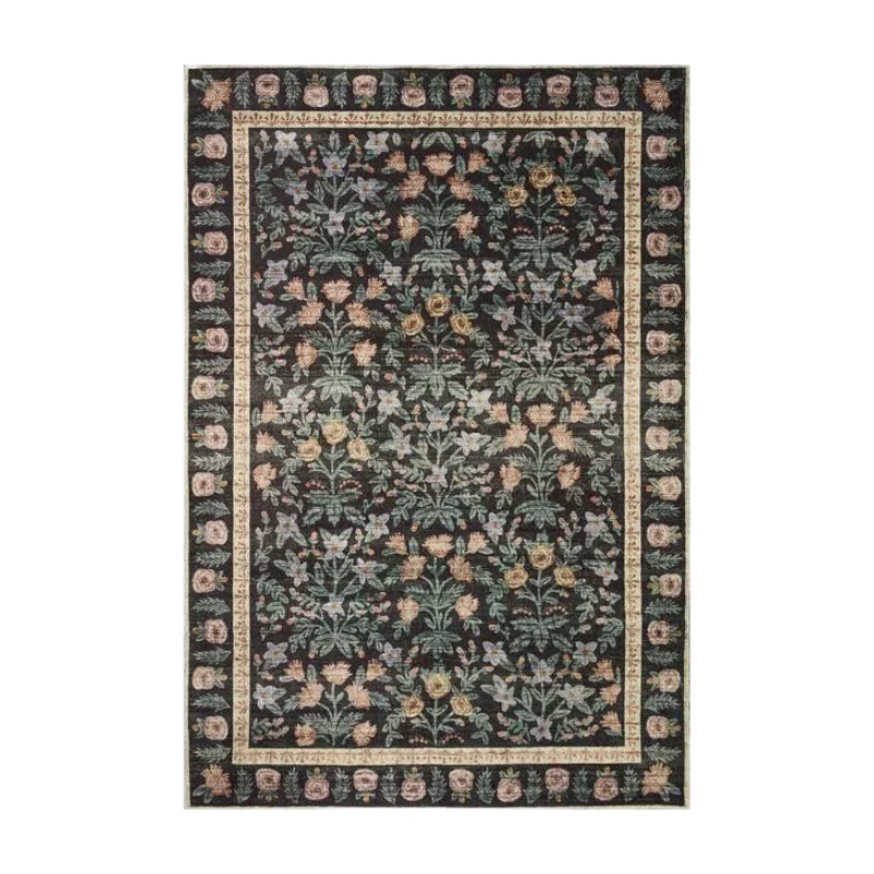 Carpet for kids room-Rifle Paper Co. X Loloi/ Eden Mughal Garden Black Rug