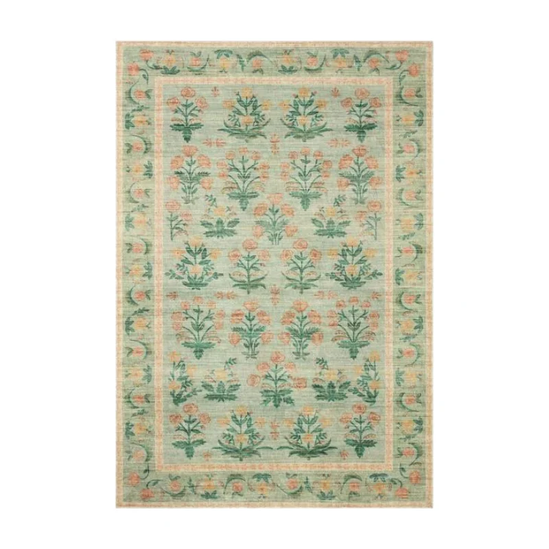 Carpet for patio-Rifle Paper Co. X Loloi/ Eden Mughal Rose Moss Rug