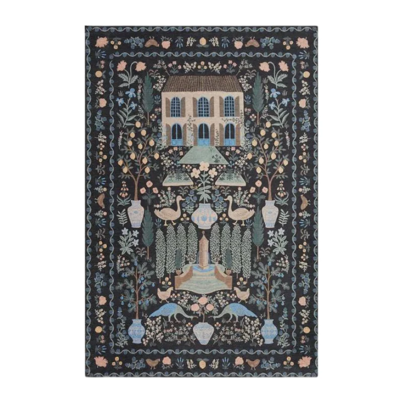 Carpet for porch enclosure-Rifle Paper Co. X Loloi/ Menagerie Camont Black Rug