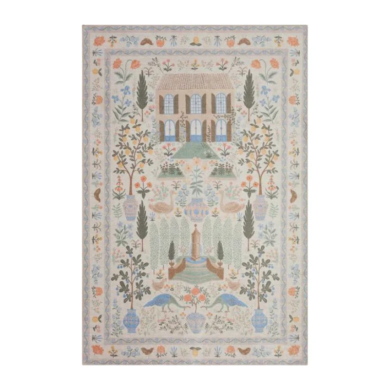 Carpet for storage room-Rifle Paper Co. X Loloi/ Menagerie Camont Cream Rug