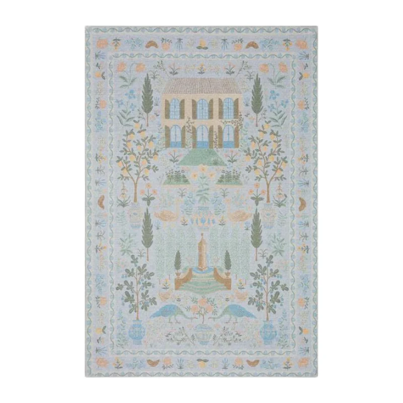 Carpet for barbecue area-Rifle Paper Co. X Loloi/ Menagerie Camont Lt. Blue Rug