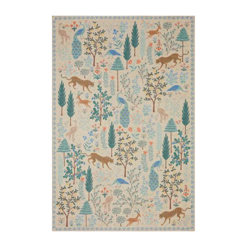 Carpet for wool rug-Rifle Paper Co. X Loloi/ Menagerie Forest Cream