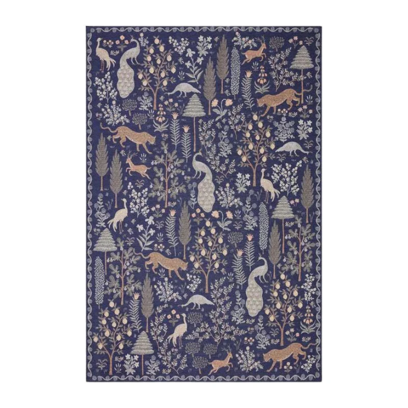 Carpet for living room rug-Rifle Paper Co. X Loloi/ Menagerie Forest Navy Rug