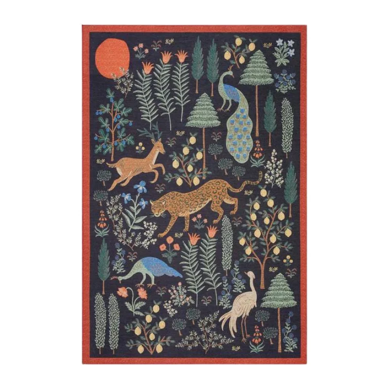 Carpet for vacation rug-Rifle Paper Co. x Loloi Menagerie Les Fauves Black Rug