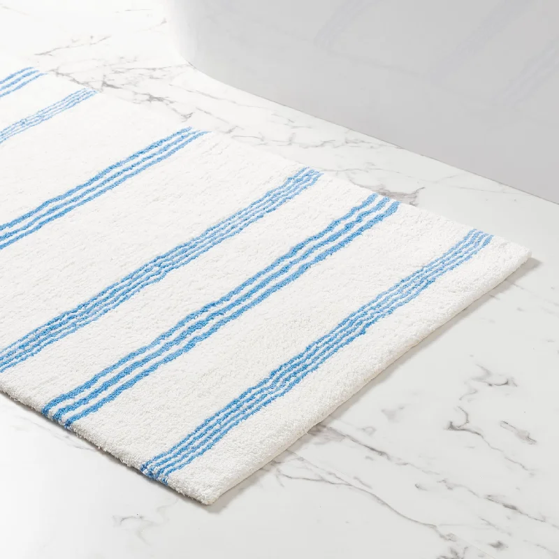 Carpet coir-Rowe Stripe French Blue Bath Rug