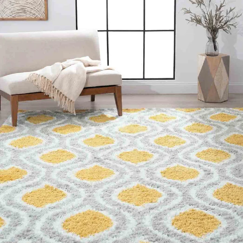 Carpet abstract-Tayse Area Rugs Uptown Shag Gold UPT1010