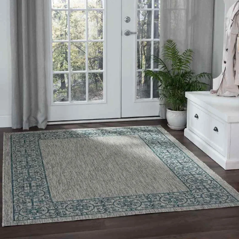 Carpet biodegradable-Tayse Area Rugs Veranda Teal VND1815