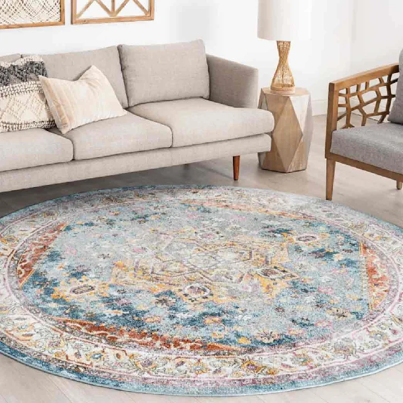 Carpet machine washable-Tayse Area Rugs Wakefield Denim WFL4127