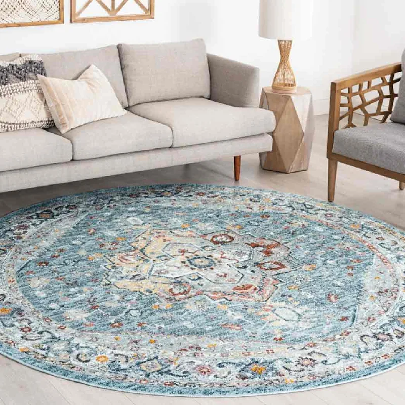 Carpet washable-Tayse Area Rugs Wakefield Gray Blue WFL4161