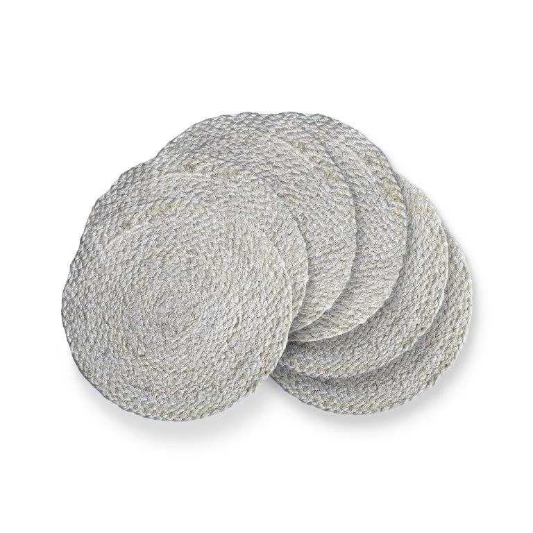 Carpet retro-Water Hyacinth Placemat Set of 6 Jute Plate Mats NonSlip Boho Braided 12x12 Inch | FPMP002