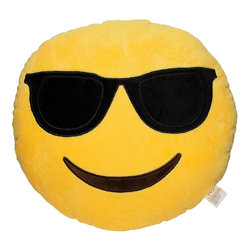 Pillow for guest sleep-Emoji Sunglasses Face Emoticon Cushion Stuffed Plush Soft Pillow, Official