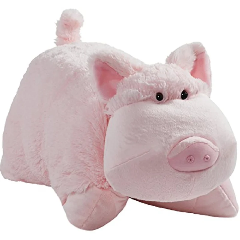 Pillow for travel beds-Pillow Pets Originals, Wiggly Pig, 18" Stuffed Animal Plush Toy , White