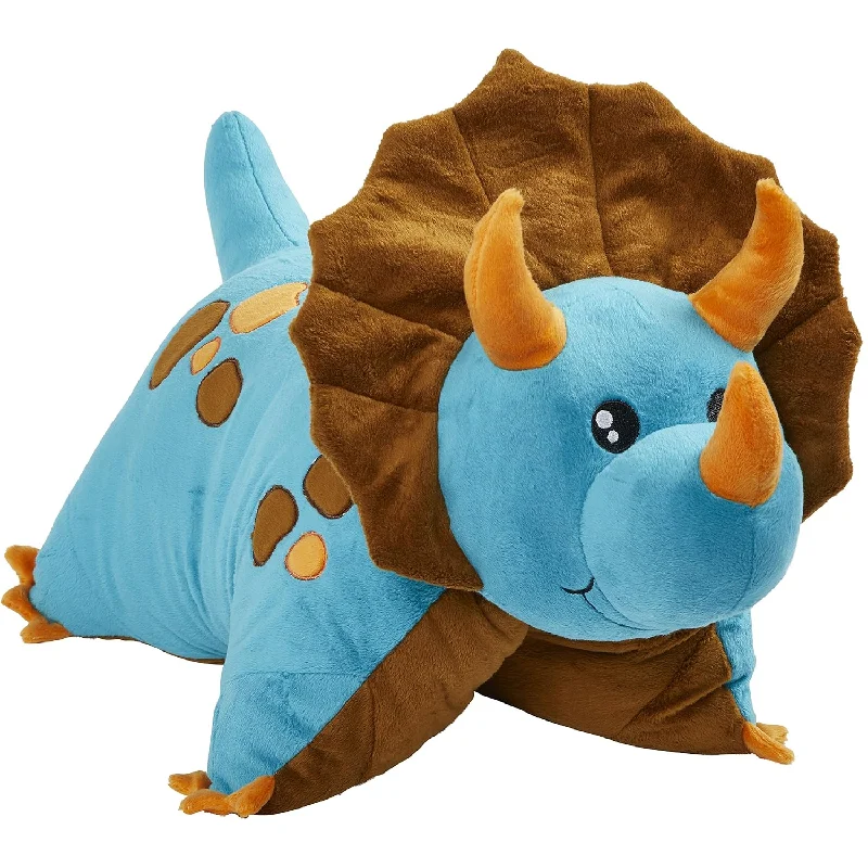 Pillow for spinal comfort-Pillow Pets Triceratops Blue Dinosaur, 18" Stuffed Animal Plush Toy