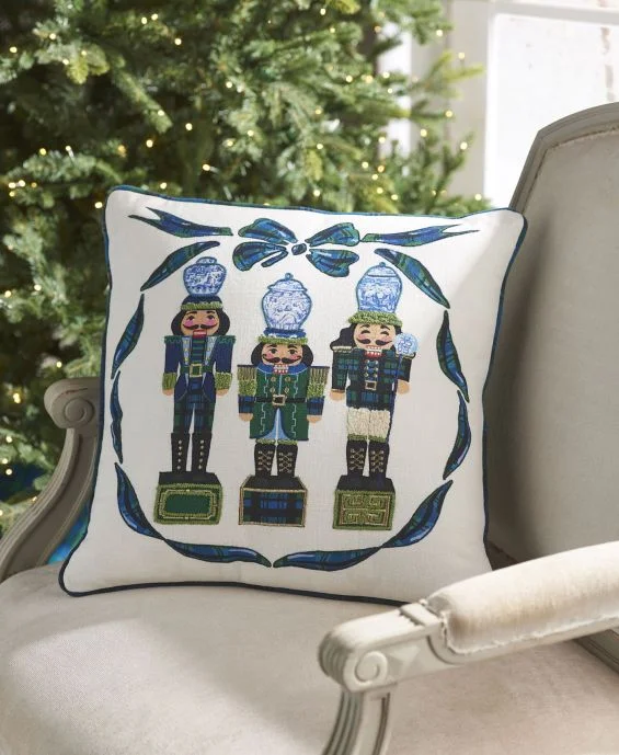 Pillow with thick texture-RAZ Imports - Blue Plaid Nutcracker Pillow