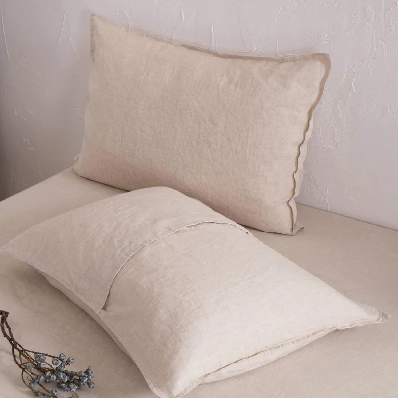 Pillow with thick fill-100% Linen Pillowcases Set Of 2, Standard Size 20'' X 26'' Pillow Case, Linen