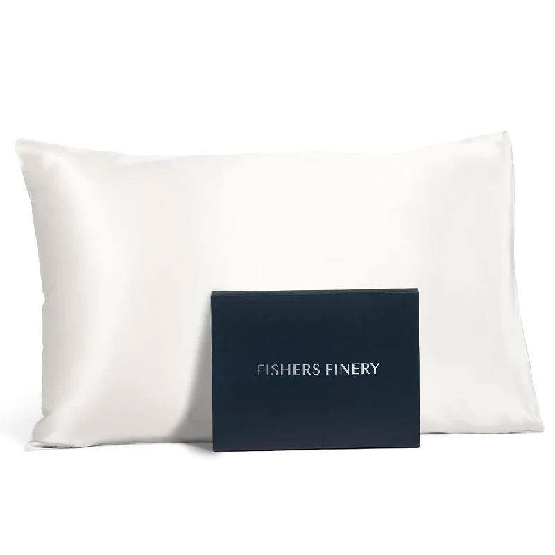 Pillow with airy design-25Mm 100% Pure Mulberry Silk Pillowcase, Good Housekeeping Winner (White, Quee